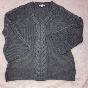 Westport gray knit sweater with bell sleeves